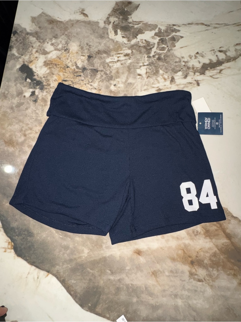Kids Navy Athletic Shorts with 84 Graphic